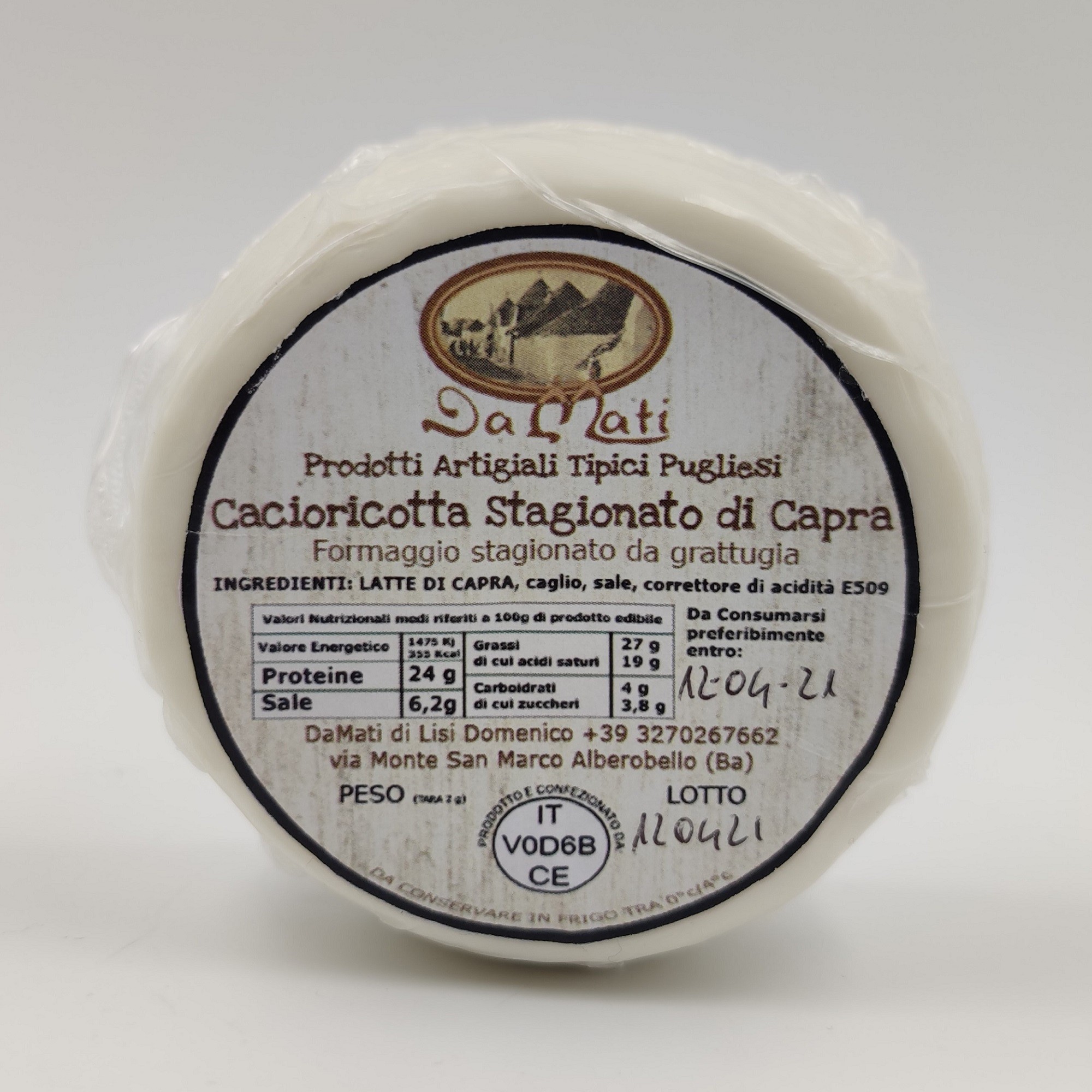 Cacioricotta di Capra – Formaggio Artigianale da Grattugia | DaMati