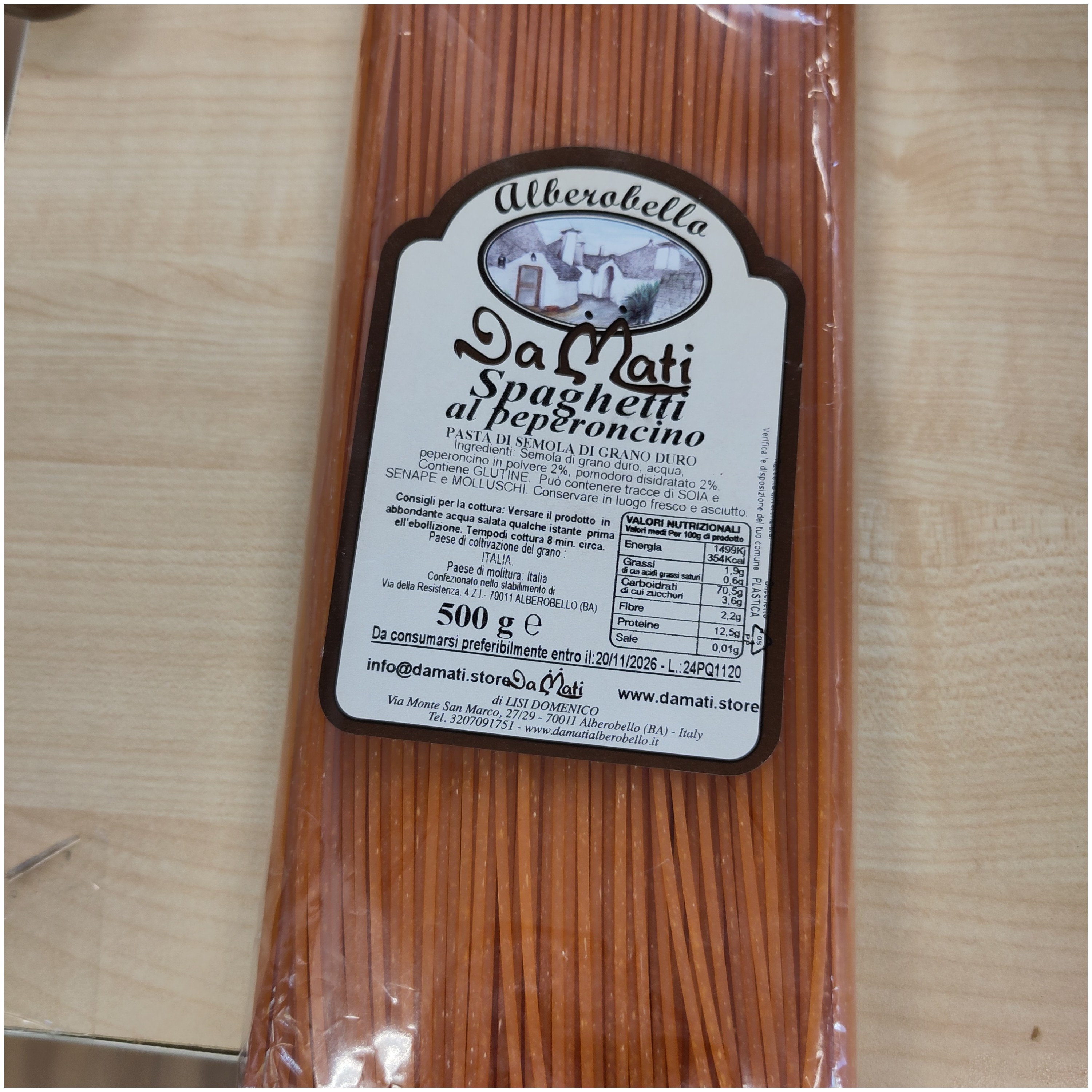 Spaghetti Artigianali al Peperoncino – Pasta Pugliese DaMati 500g