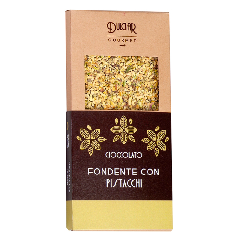 Tavoletta Gourmet Cioccolato Fondente con Pistacchi 100g | Dulciar