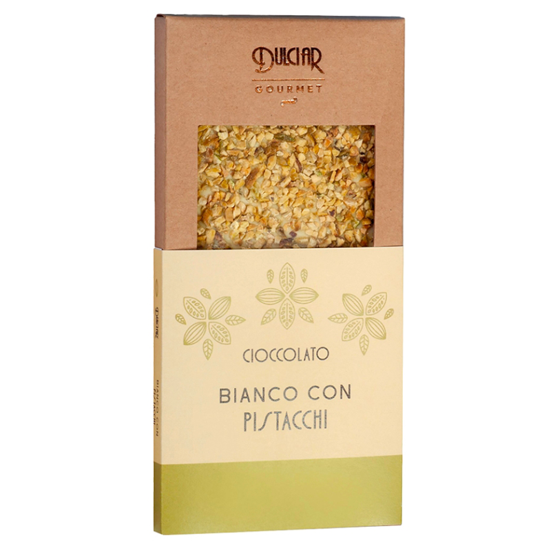 Tavoletta Gourmet Cioccolato Bianco con Pistacchi 100g | Dulciar