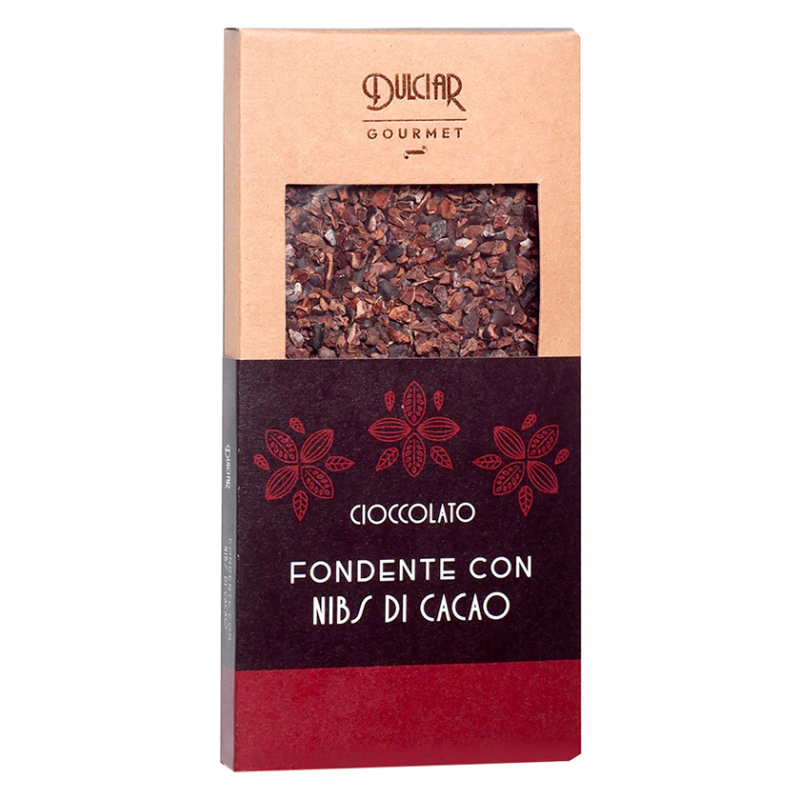Tavoletta Gourmet Cioccolato Fondente con Nibs di Cacao 100g | Dulciar