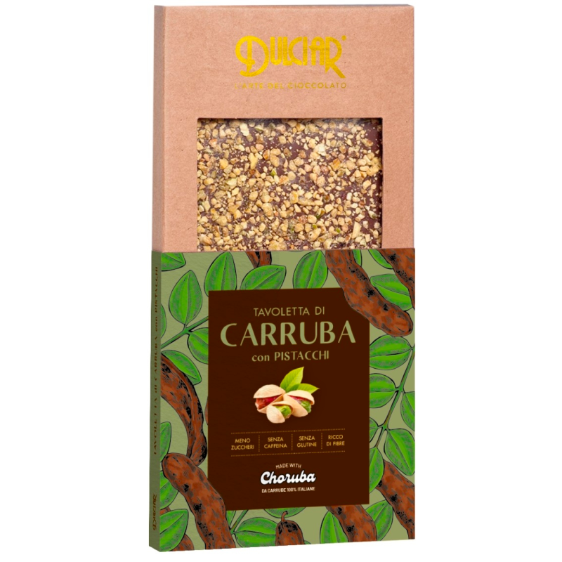 Tavoletta di Carruba con Pistacchi 100g | Dulciar